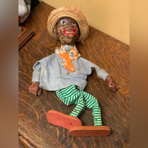 Antique Straw Hat Bandana Wearing Jigger Dancing Puppet Marionette Doll - Picture 16 of 16